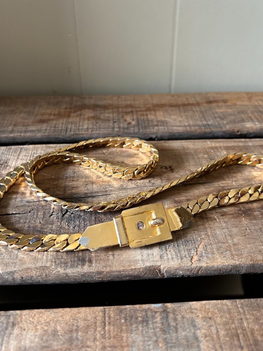 VINTAGE Heavy Thick Gold Chain Belt With Gold Clasp Buckle - Picture 2 of 6